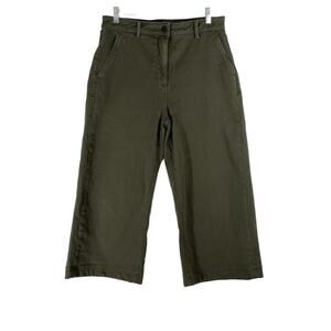 Alex Marie Wide Leg Capri Pants Size 10 Dark Olive Green High-Rise Stretch